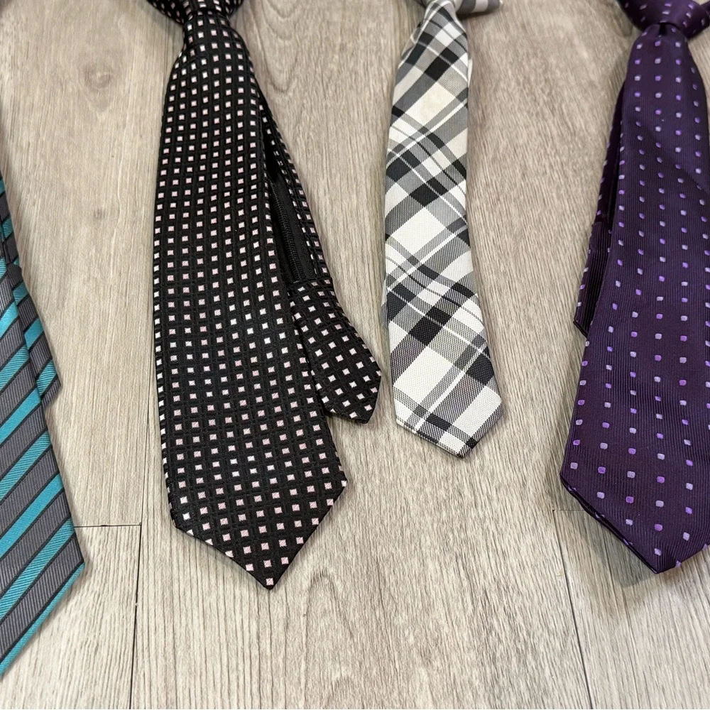 Little Boys Tie And Bowtie Lot Purple Black Green Multicolor